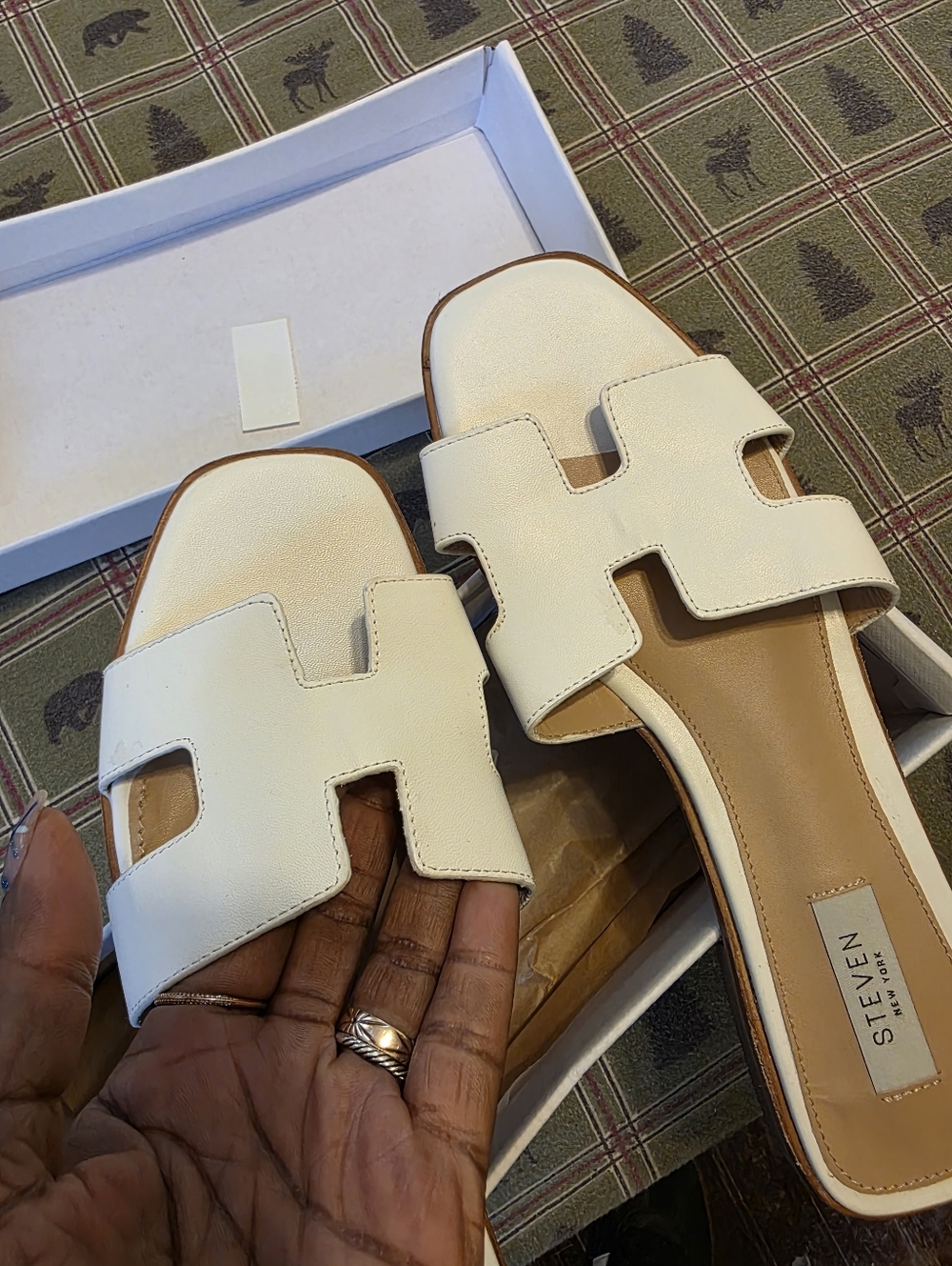 Steven By Steve Madden White Cutout Slide Sandals with Square Toe - Picture 11 of 11
